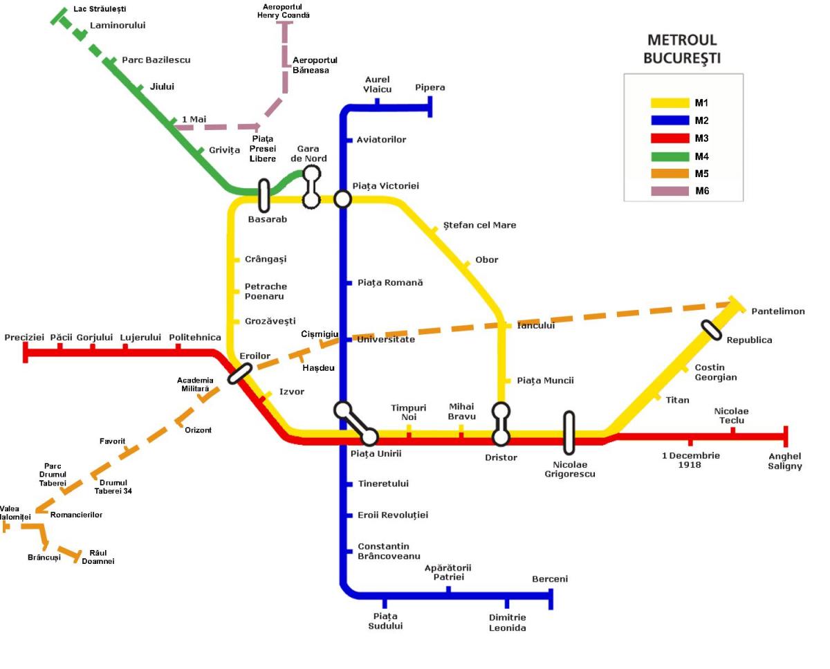 metro mapy bukurešti, rumunsko